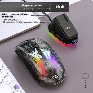 Wireless Bluetooth Three-mode RGB Luminous Transparent Gaming Mouse With Screen
